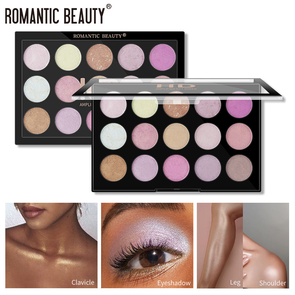 Romantic Beauty 15 Couleurs Multi-Couleurs Enlumineur Perle Fard à Paupières Maquillage Couleur Visage Nez Et Cou Finition