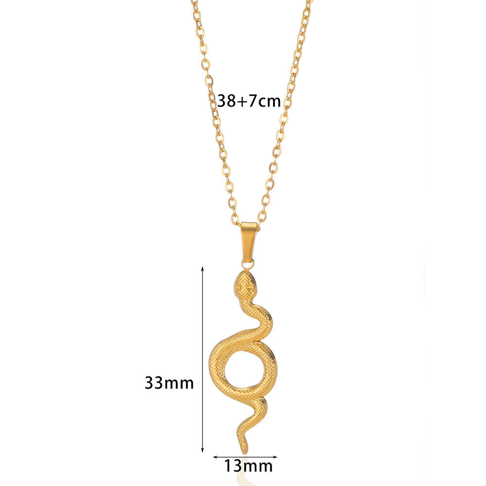 Pendentif Serpent Spirit Collier Femme Rétro Personnalisé Acier Inoxydable Plaqué Or