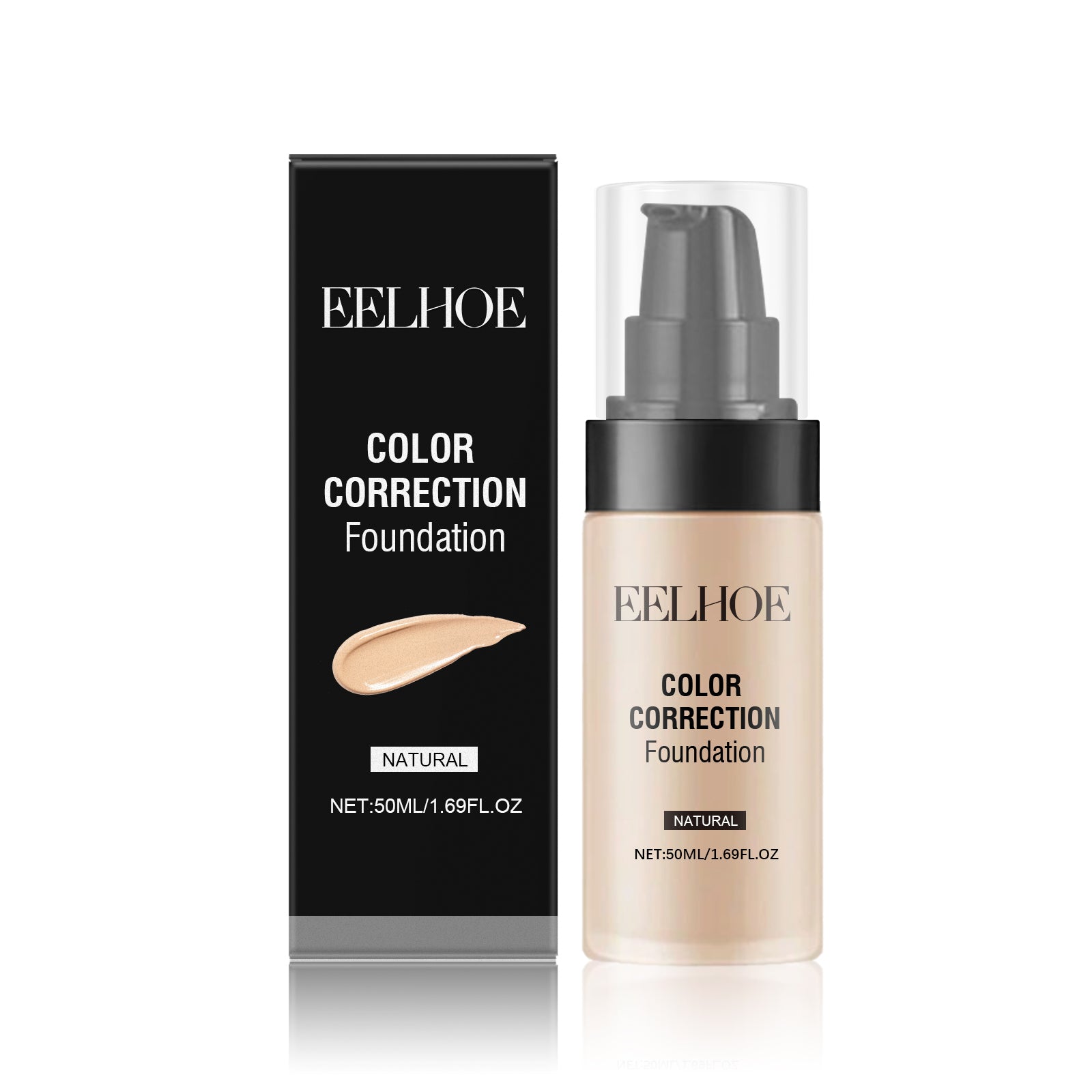 Fond de Teint Correcteur EELHOE Doux, Naturel, Léger, Teint Clair et Lumineux Hydratant, Longue Tenue et Non Transfert
