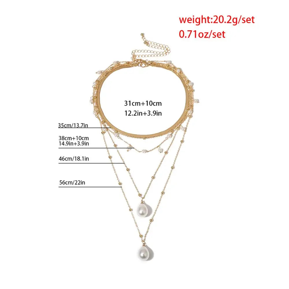 Collier Ras du Cou Gothique en Perles d'Imitation avec Pompon, Colar Statement Mariage Punk Lariat Serpent Longue Chaîne Collier Bijoux Femme