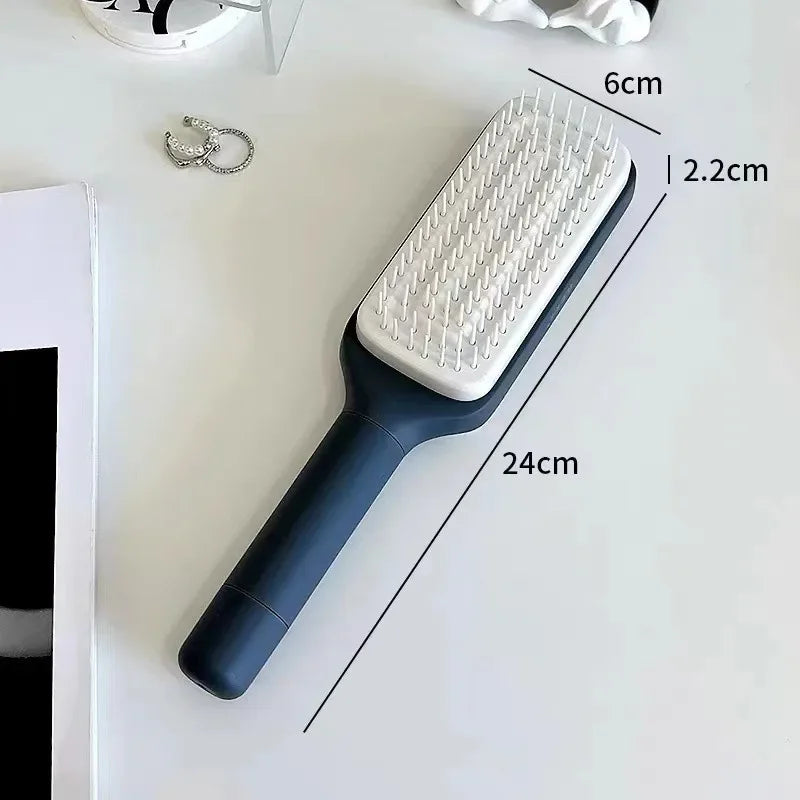 Brosse à cheveux autonettoyante rotative et rétractable avec peigne de levage automatique, peigne de massage antistatique pour cuir chevelu.