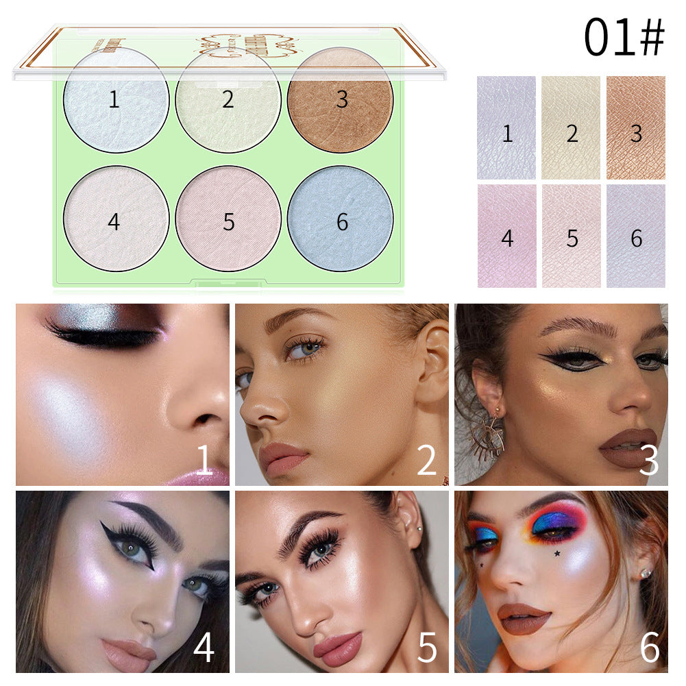 Romantic Beauty Palette Réparatrice 6 Couleurs Illuminateur Perlé Maquillage Visage Réparation Pailleté