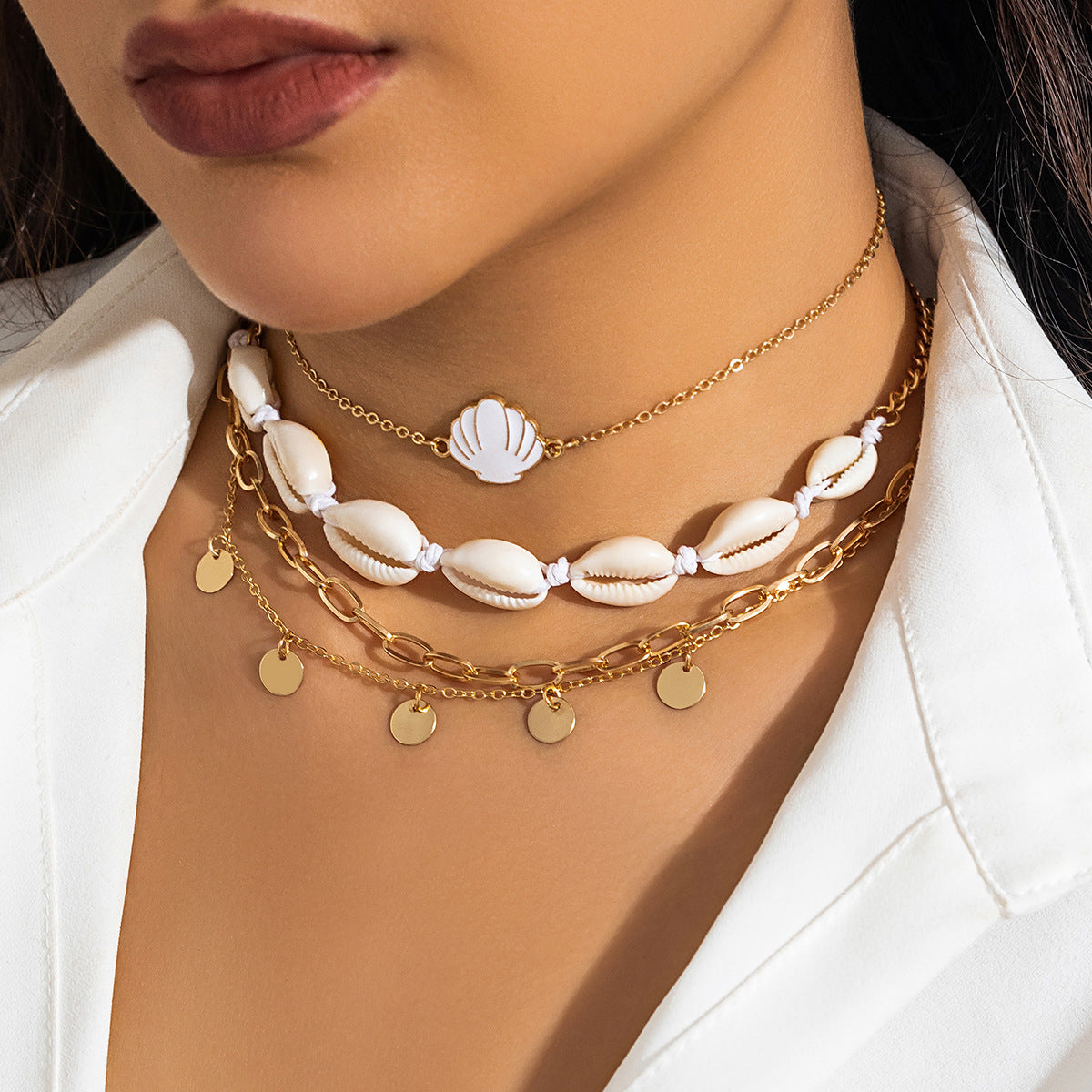 Collier de perles, collier de perles d'imitation de plage, coquillage étoile de mer, collier de vacances rétro