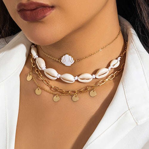 Collier de perles, collier de perles d'imitation de plage, coquillage étoile de mer, collier de vacances rétro