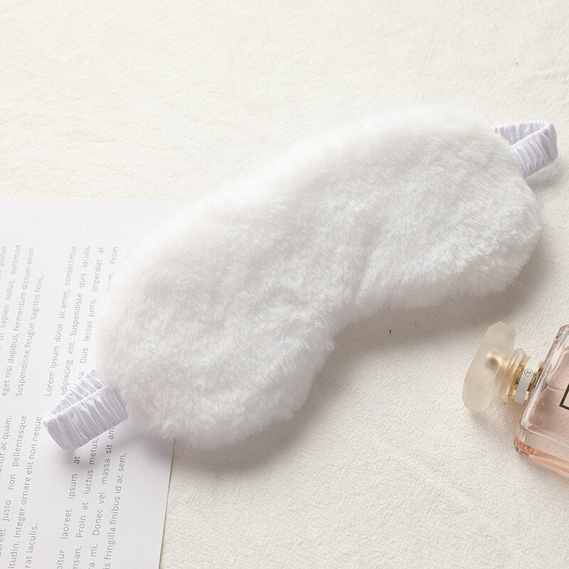 Masque de nuit bandeau de sommeil, masque pour les yeux doux en peluche, bandeau pour les yeux mignon en forme de nuage d'amour, masque en peluche de lapin, cache-œil, couverture oculaire de sieste saine