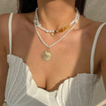Collier rétro perlé style océan en coquillage, collier de perles d'imitation baroque en pierre concassée