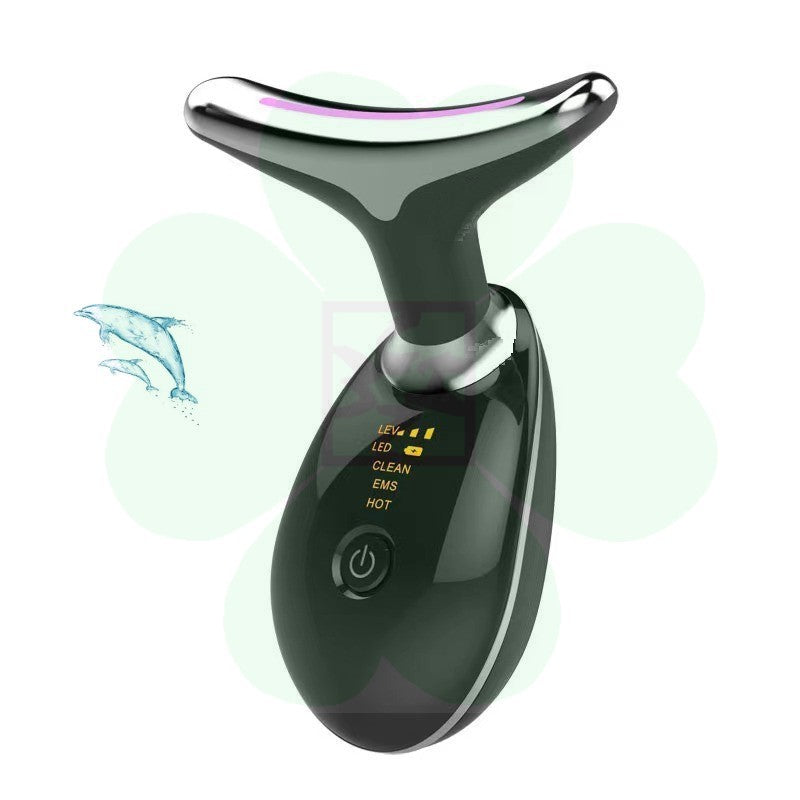 Appareil de beauté pour le cou, massage vibrant, appareil anti-rides pour le cou, lifting du cou et du visage avec lumière colorée, appareil de beauté à introduction.