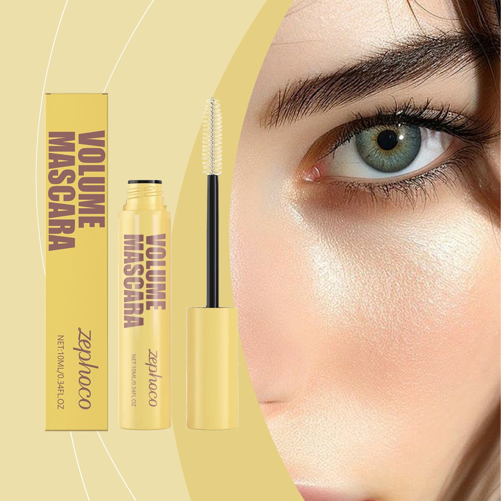 Mascara épais et fin zephoco, mascara contour des yeux, naturel sans bavure de maquillage, épais sans paquets et résistant à la transpiration