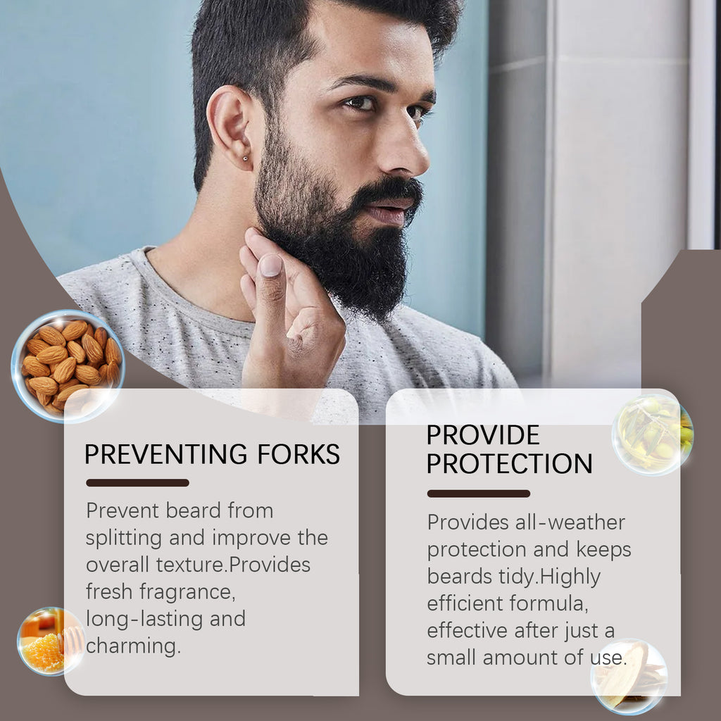 Huile à Barbe pour Homme - Nourrissante, Réparatrice, Anti-Frisottis, Assouplissante - Huile Essentielle pour Barbe et Poils