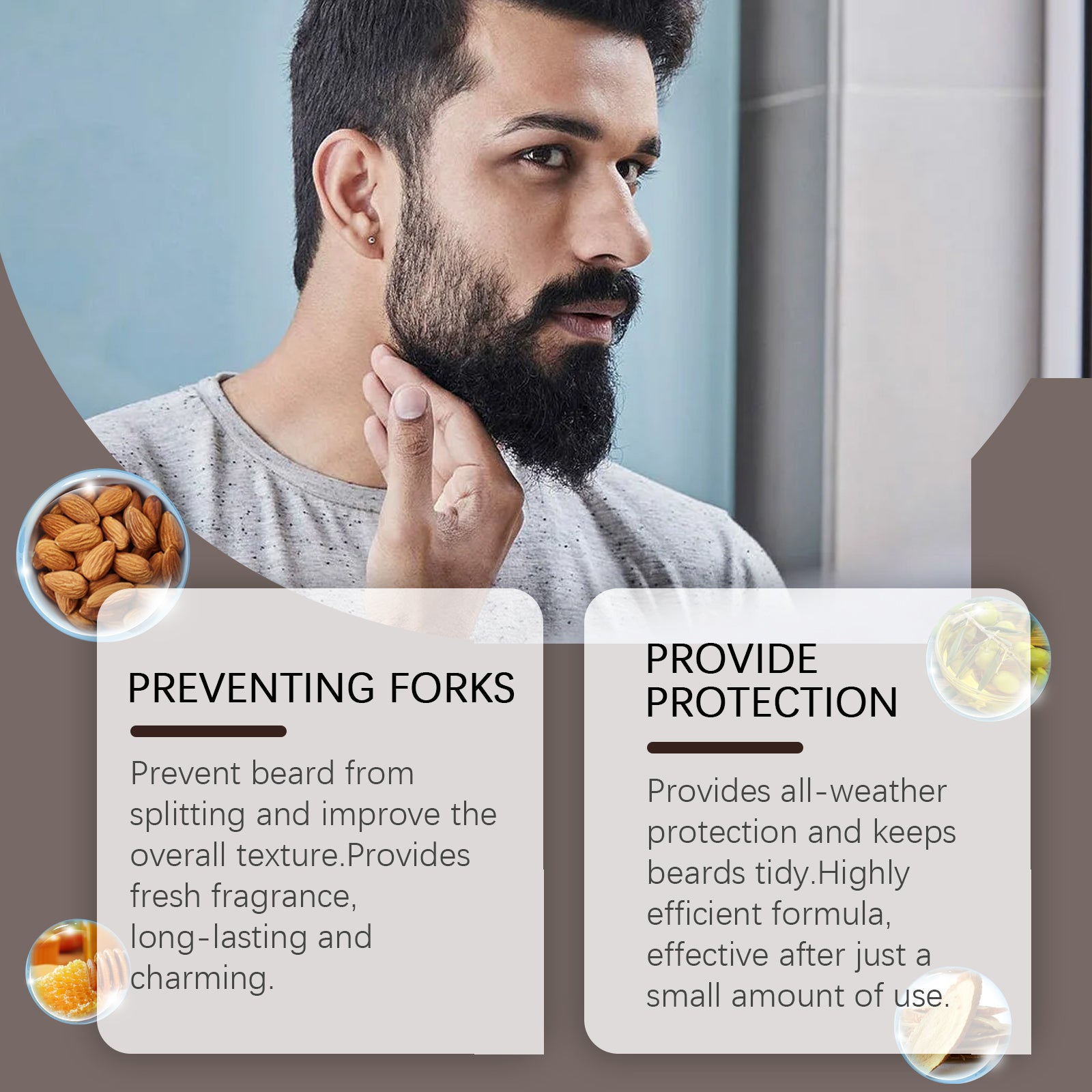 Huile à Barbe pour Homme - Nourrissante, Réparatrice, Anti-Frisottis, Assouplissante - Huile Essentielle pour Barbe et Poils