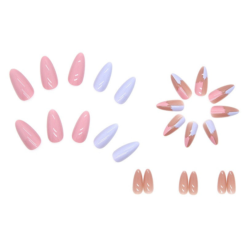 Patchs de manucure finis, ongles à porter, patchs de manucure en forme de goutte, combinaisons de couleurs contrastées