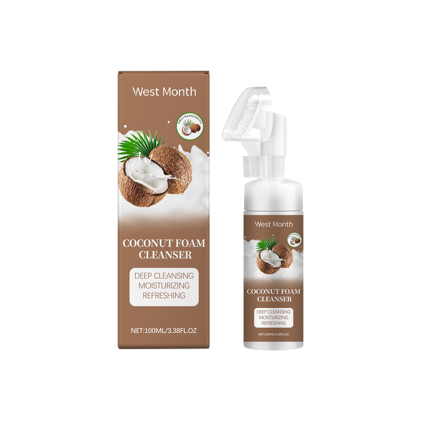 Nettoyant moussant à la noix de coco West&Month Nettoyant doux pour les pores Nettoyant rafraîchissant et hydratant