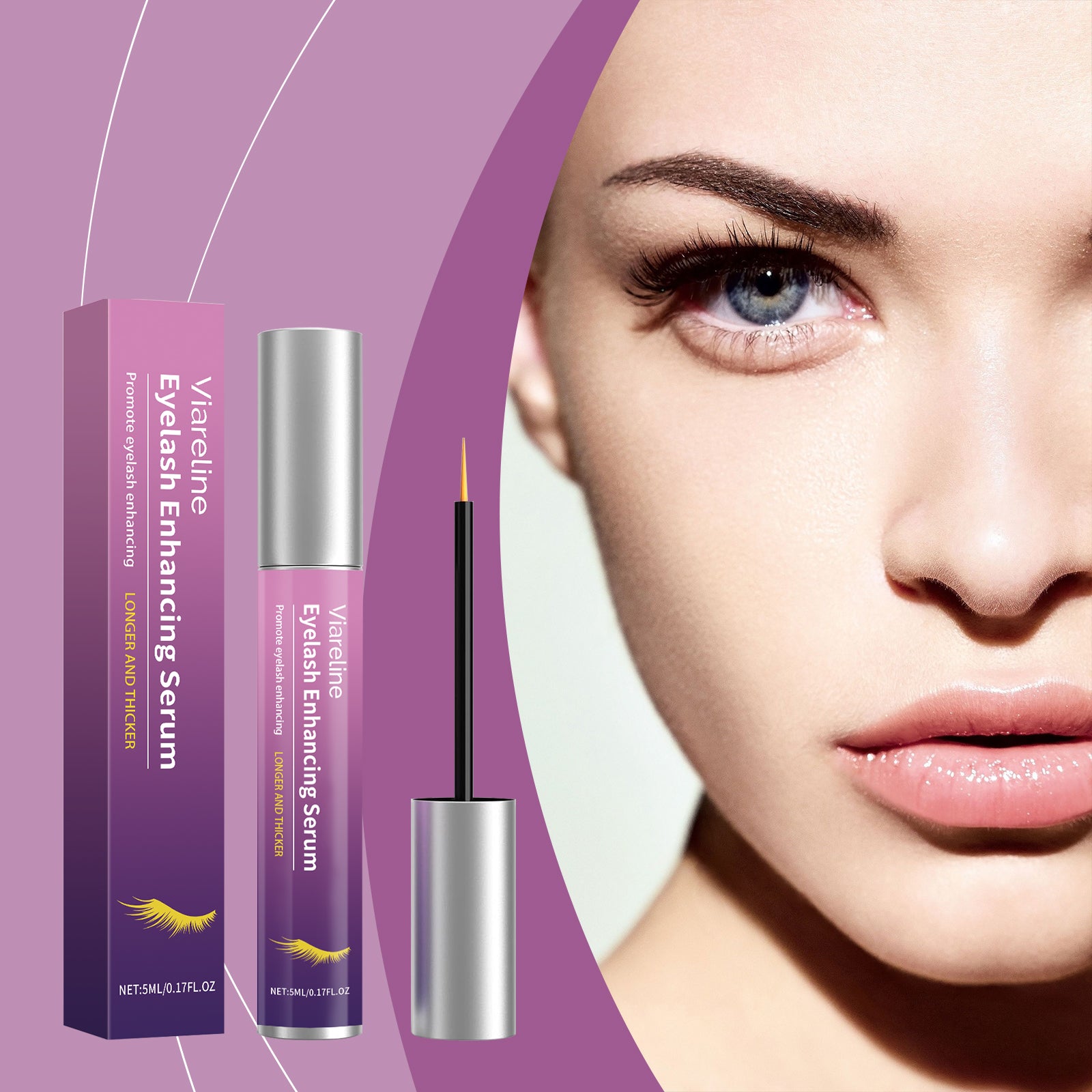 Viareline Sérum amplificateur de cils, beau rouleau de cils devenu déformé, poudre naturelle, maquillage longue durée hydratant