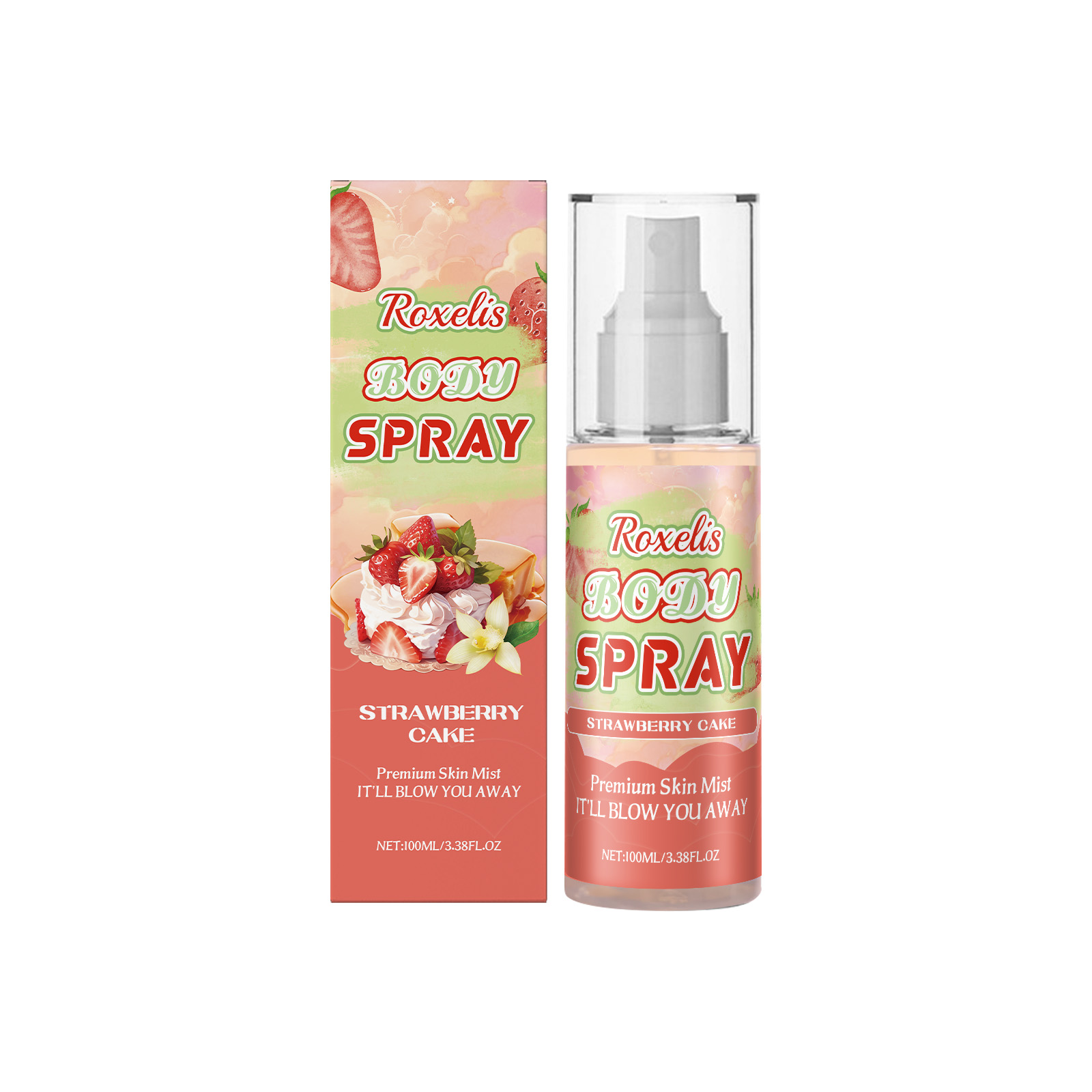 Roxelis Spray Corporel Parfum Fraise Longue Durée Parfum Frais avec une Note Douce Tenue Parfumée Parfum Élégant Léger à Multi-Niveaux