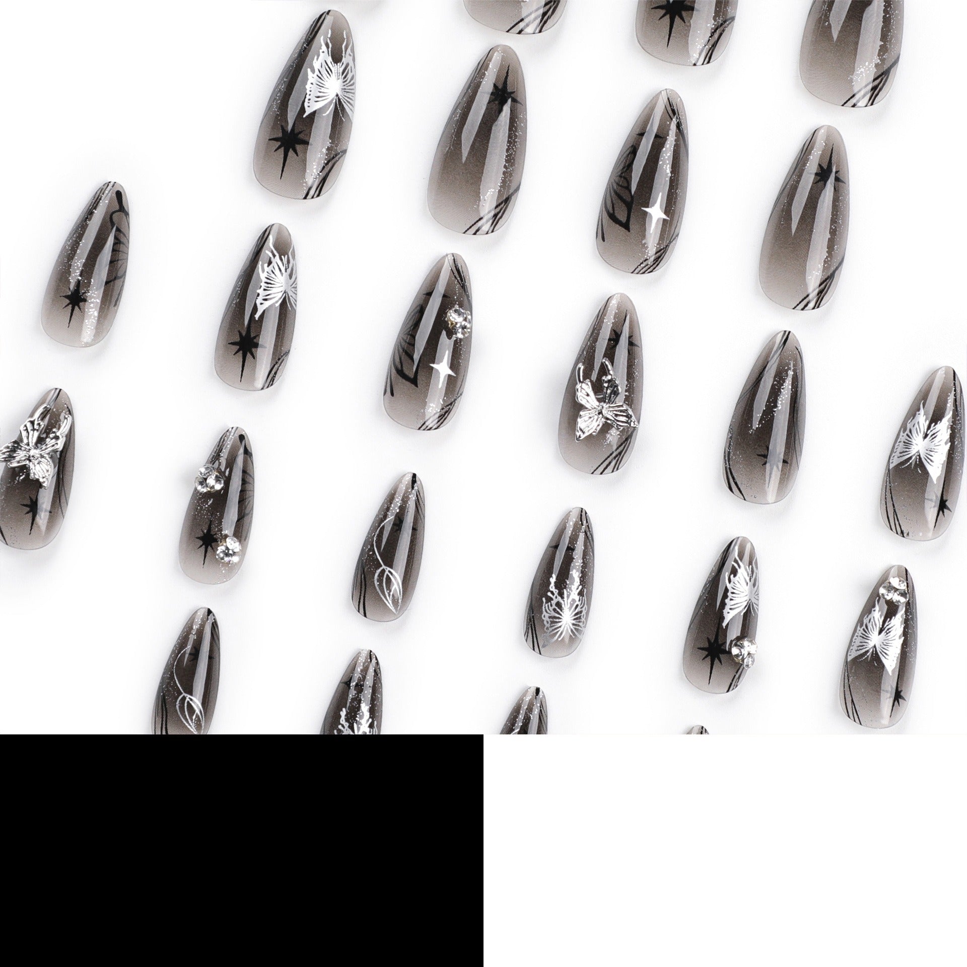Manucure à nœud, longs faux ongles en amande