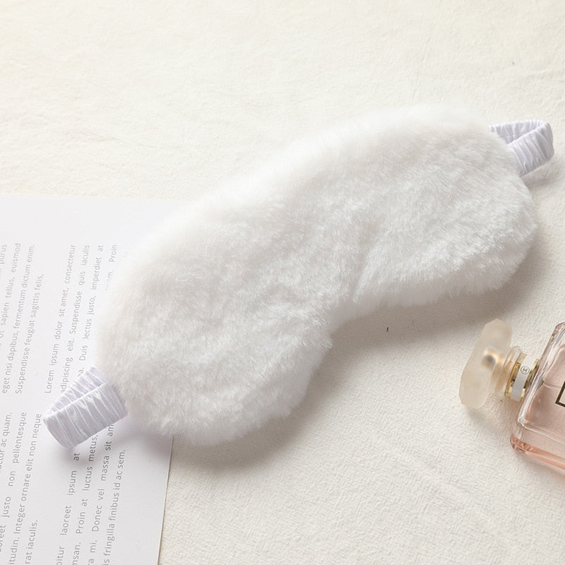 Masque de nuit bandeau de sommeil, masque pour les yeux doux en peluche, bandeau pour les yeux mignon en forme de nuage d'amour, masque en peluche de lapin, cache-œil, couverture oculaire de sieste saine
