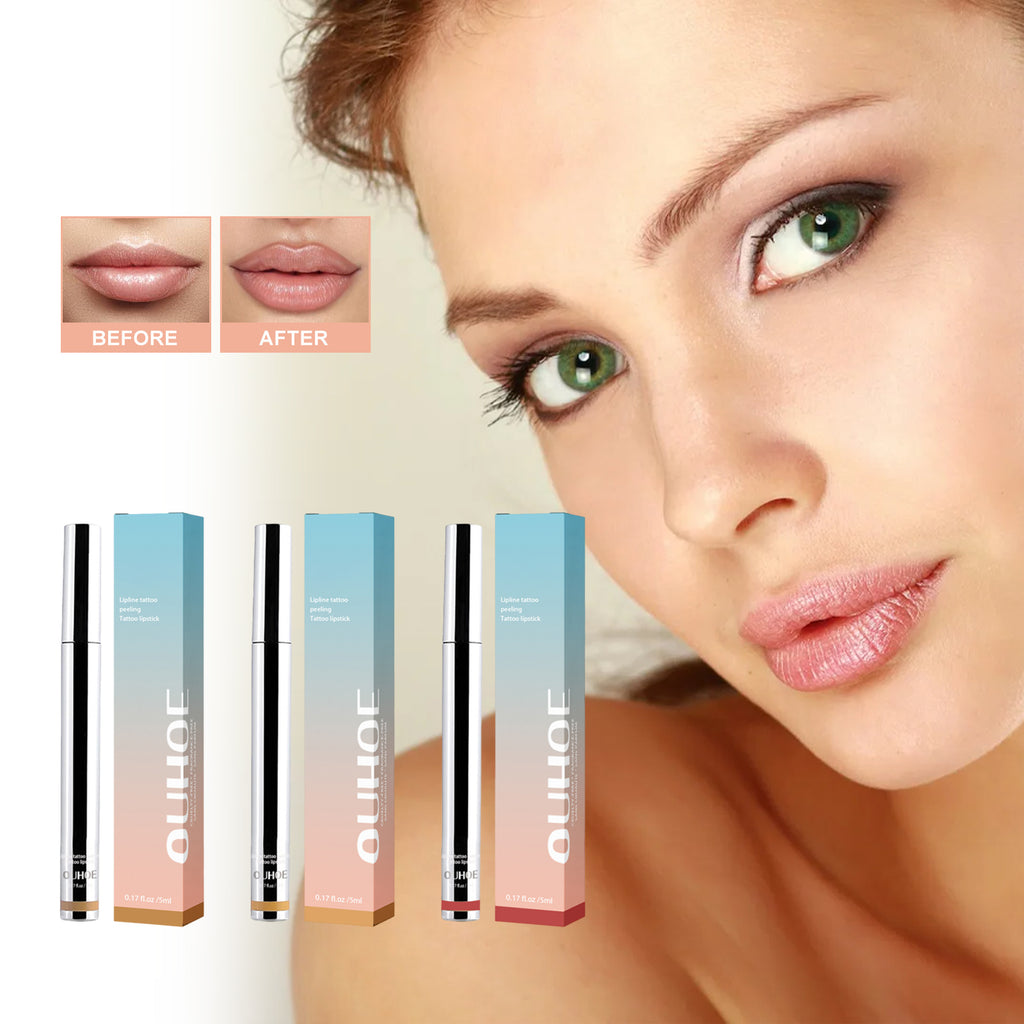 OUHOE Peel Lip Liner, Delineador à lèvres repulpant pour une couleur intense sans maquillage, Delineador à lèvres effet peeling
