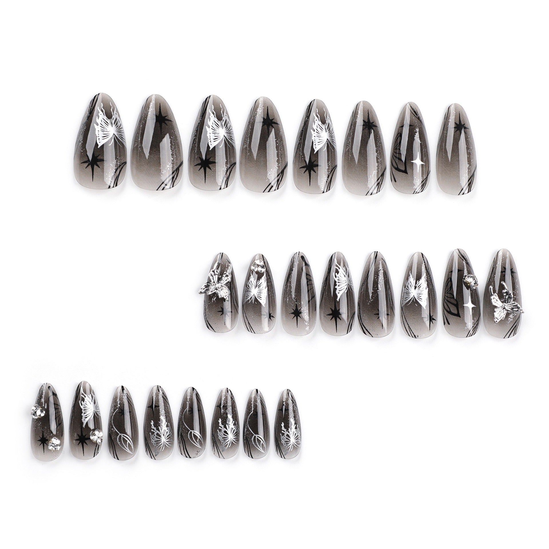 Manucure à nœud, longs faux ongles en amande