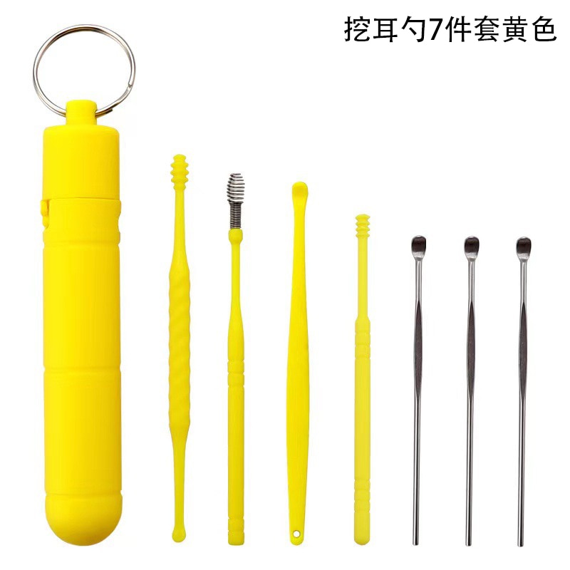 7 Pièces Curettes d'Oreille en Acier Inoxydable Kit de Nettoyage d'Oreilles Outil d'Extraction de Cérumen