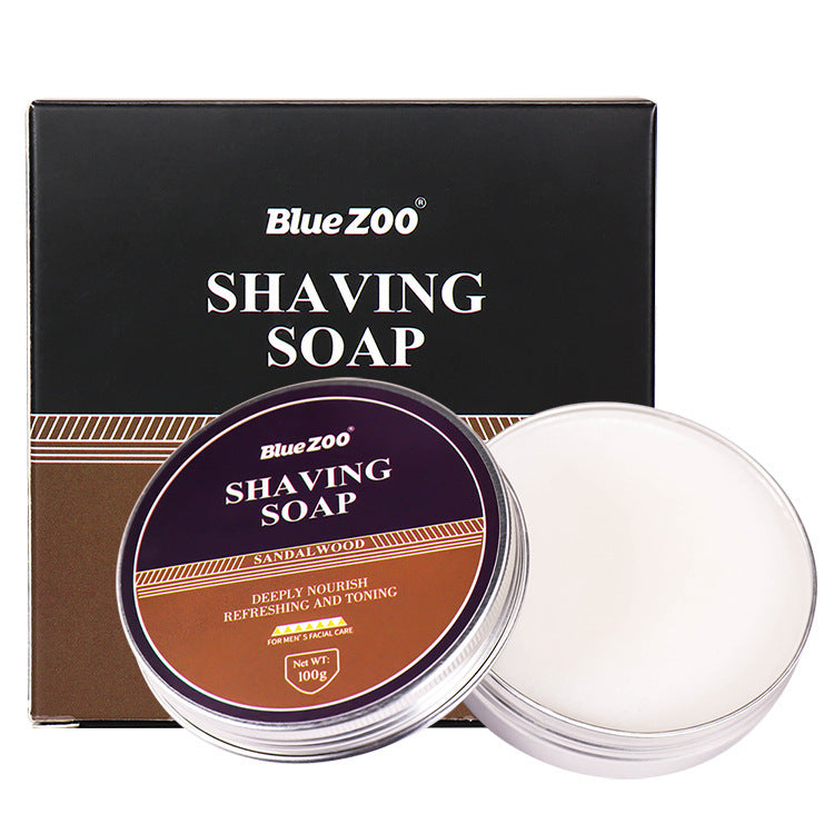 BlueZOO Savon à raser moussant pour barbe et visage pour homme, parfum santal menthe