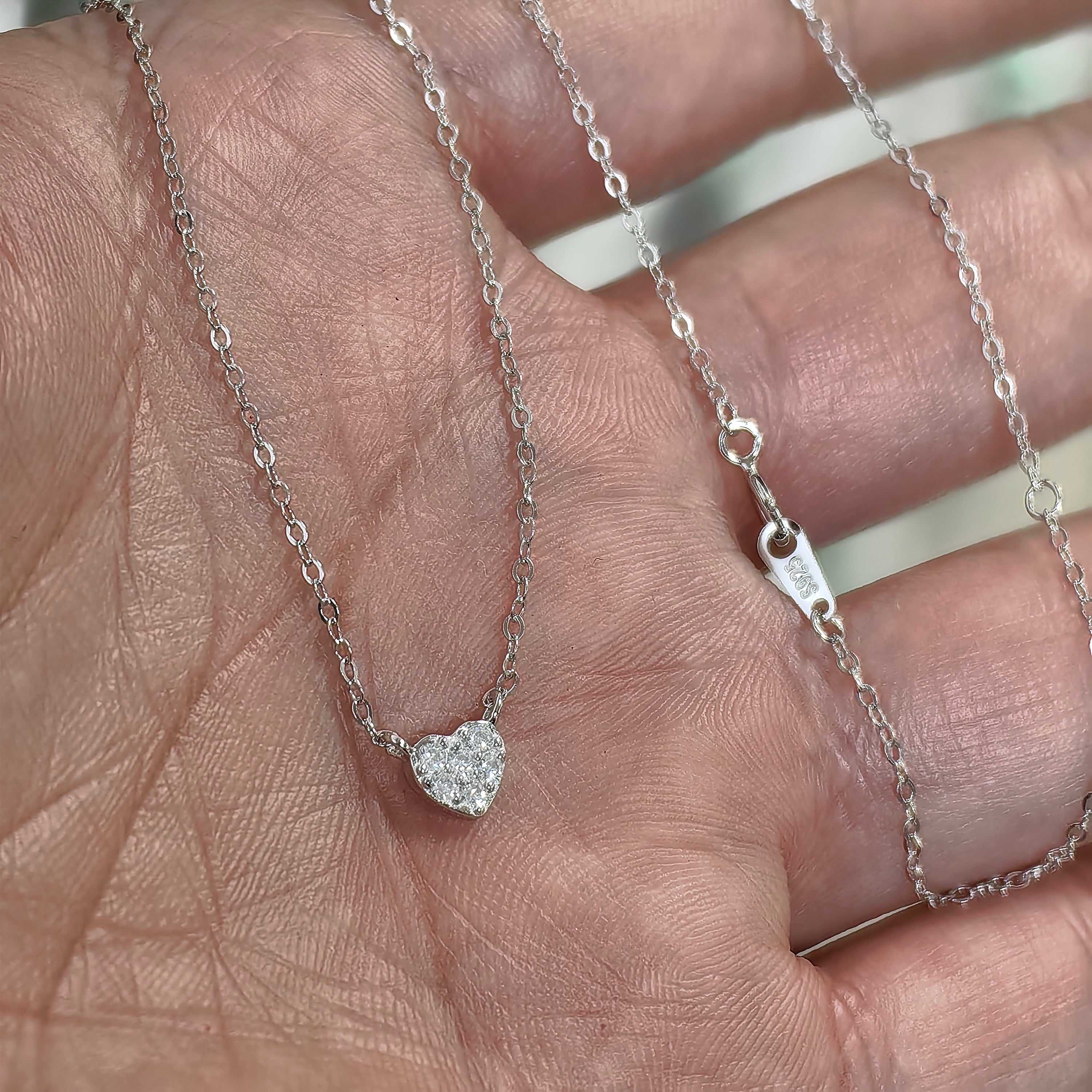 Collier en argent pur S925 plaqué or 14 carats, mini cœur, avec diamants, chaîne fine pour la clavicule.