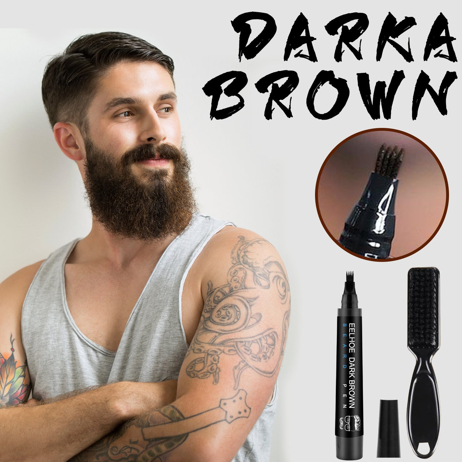 Kit de stylo de remplissage de barbe pour homme, stylo à barbe naturel imperméable, stylo de traçage de barbe