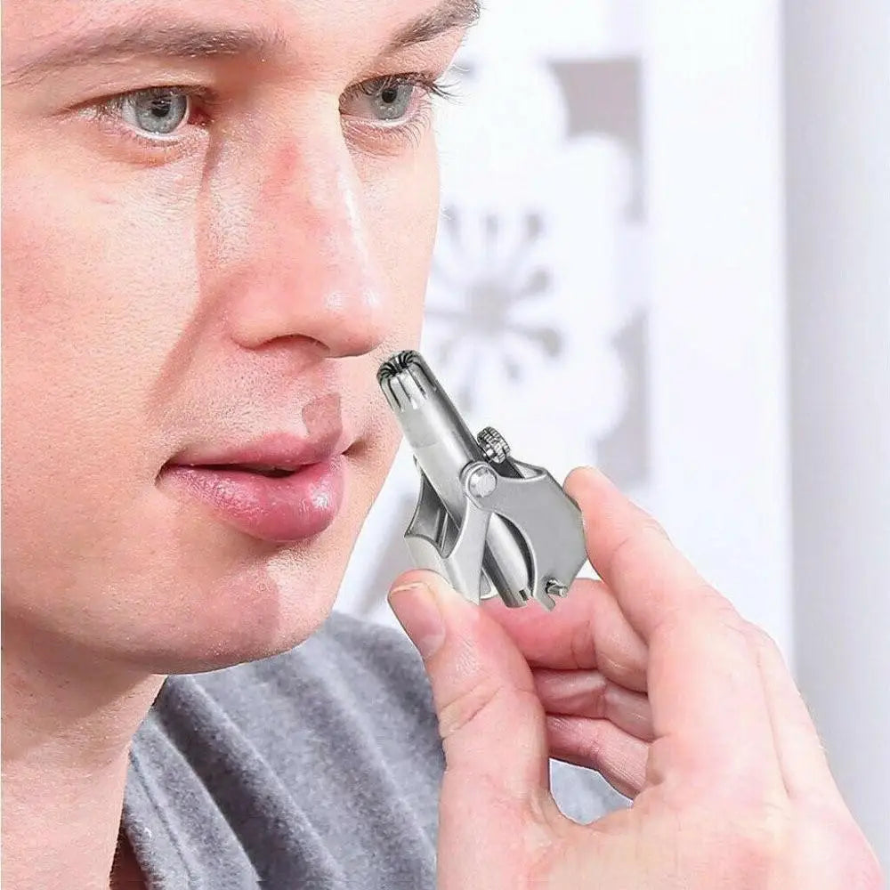 Coupe-nez manuel en acier inoxydable pour raser les poils de nez et d'oreille, rasoir, soin du visage pour homme, appareil lavable